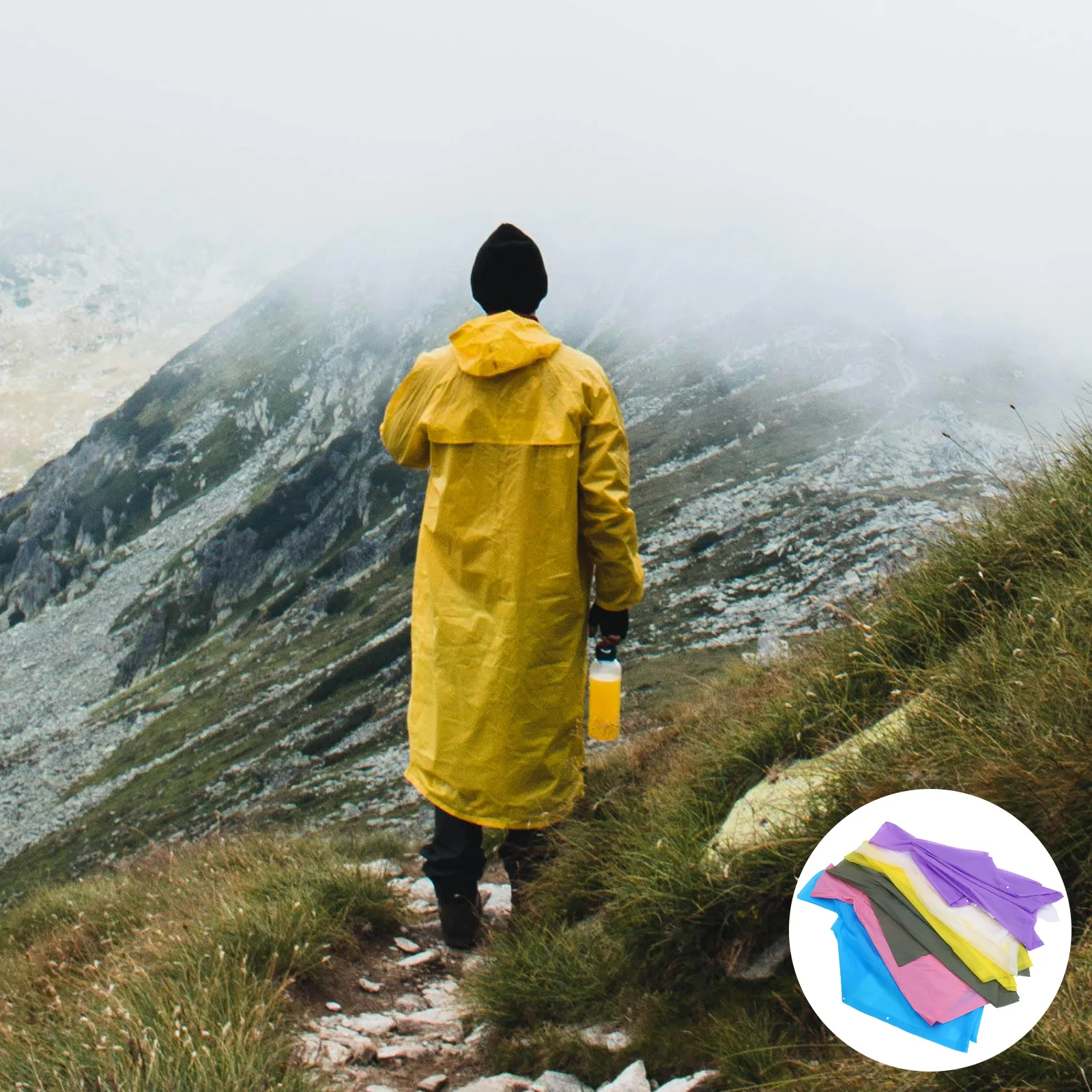 

6pcs Outdoor Portable Rain Poncho Hood Waterproof For Travel Camping Hiking Survival Emergency Lightweight Reusable Adult