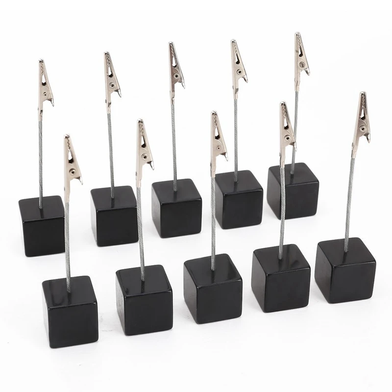 

Card Holder Square Memo Holder Card Clip Photo Office Holder Note - 80 Pieces (Black)