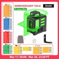 HILDA 5 Lines Laser Level Self-Leveling Meter Cross Green Level Laser Horizontal & Vertical Laser Level Measuring Tools ﻿