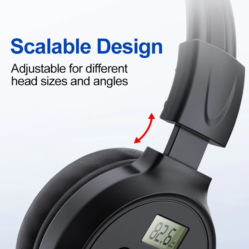 Portable Personal FM Radio Rechargeable Headphone Ear Muffs Foldable Design LCD Display FM Radio Headset Scalable Design