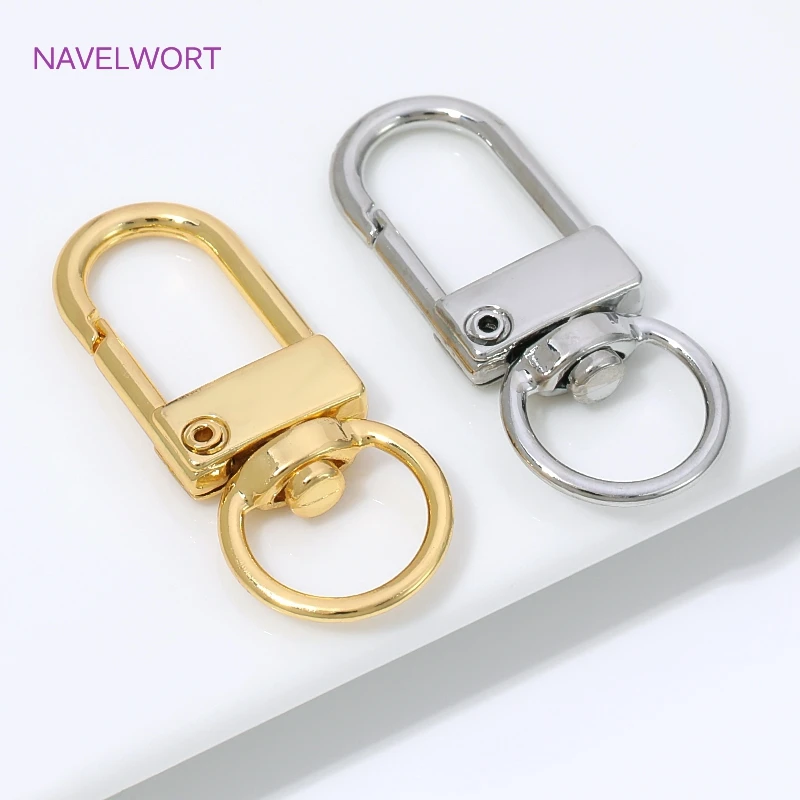 32.4mm*13.4mm 18K Gold Plated Rotating Carabiner Clasp Key Chain,Brass Lobster Clasp For Jewelry,DIY Jewelry Making Findings
