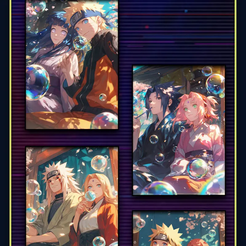 أحدث مجموعة لعام 2025 للبيع بالجملة مقاس A5 من مجموعة Leka Wenchuang Naruto لوح فني من الورق الملون للتداول هدية Sasuke CCG TCG