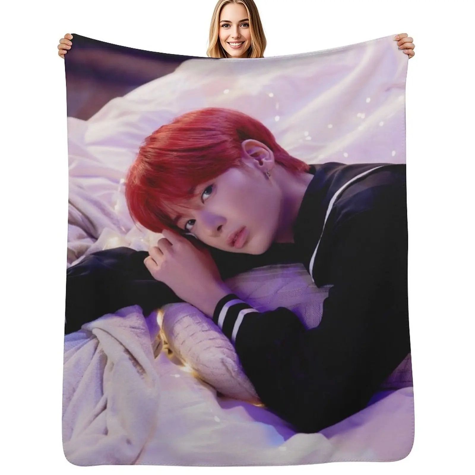 

TXT CAN'T YOU SEE ME TAEHYUN Throw Blanket Cute Plaid Quilt Luxury Throw halloween Blankets