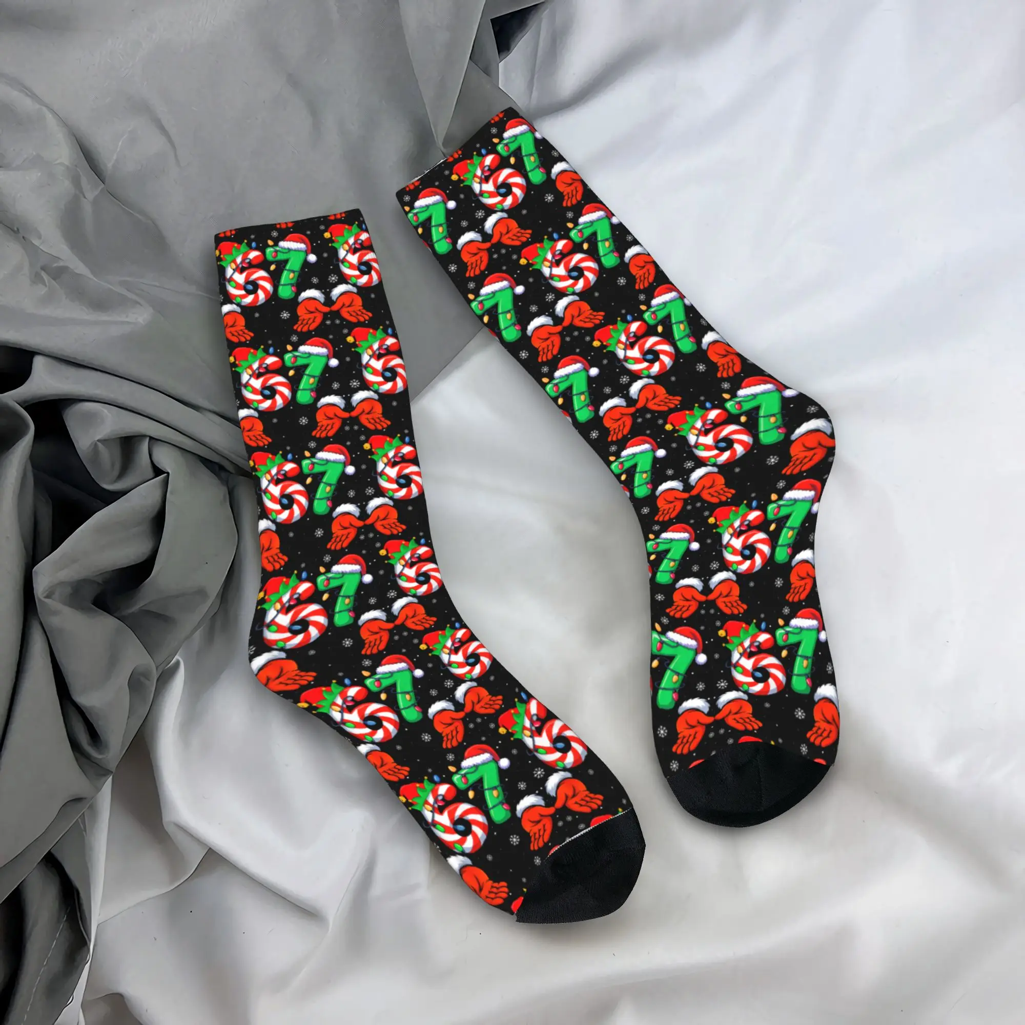 Couple Socks Funny Six Seven 67 Meme 6 7 Christmas Santa Hand Stockings Anti Bacterial Comfortable Socks Autumn Socks