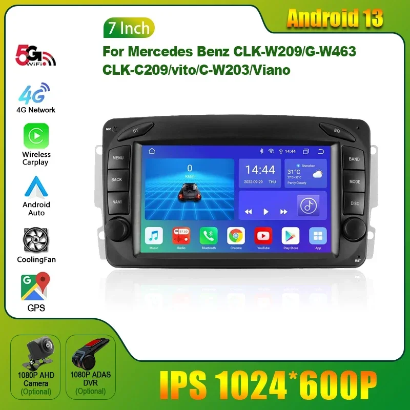 

Автомобильный радиоприемник Android для Benz CLK-W209 G-W463 CLK-C209 vito C-W203 Viano Carplay GPS 2-диночный мультимедийный экран консоли стерео панель