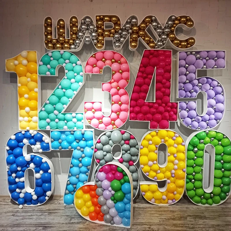 Cadre de ballons en mosaïque avec chiffres de mariage, 70cm, numéro 0-9, boîte de remplissage de ballons, décor de fête d'anniversaire pour adultes, réception-cadeau pour bébé