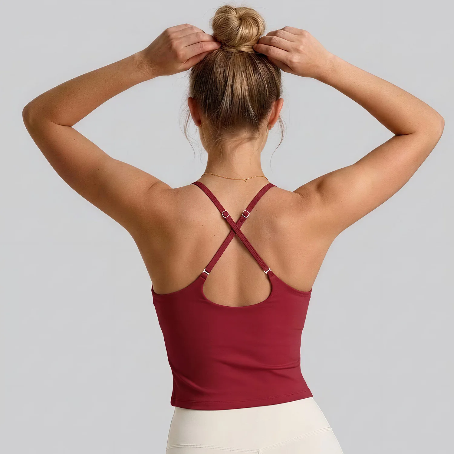 New Women's Yoga Tank Top Sleeveless Open-Back Strapless Adjustable Straps Built-in Cups Fitness Bra for A Beautiful Back Sexy