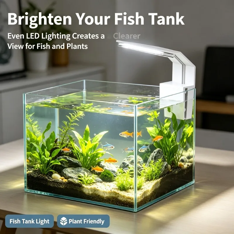 USB Aquarium LED Fish Tank Light, Clip-On Waterproof Lamp for Small Aquarium Aquatic Plant Lighting