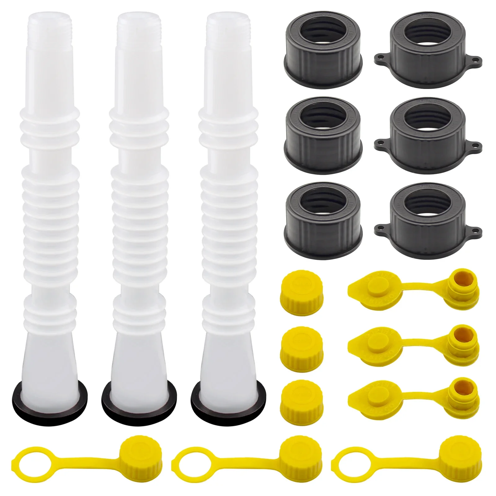 3 Set Gas Can Spout Replacement Car Flexible Pour Nozzles Gasket Kit with Collar Caps Stopper and Spout Cover Car Accessories