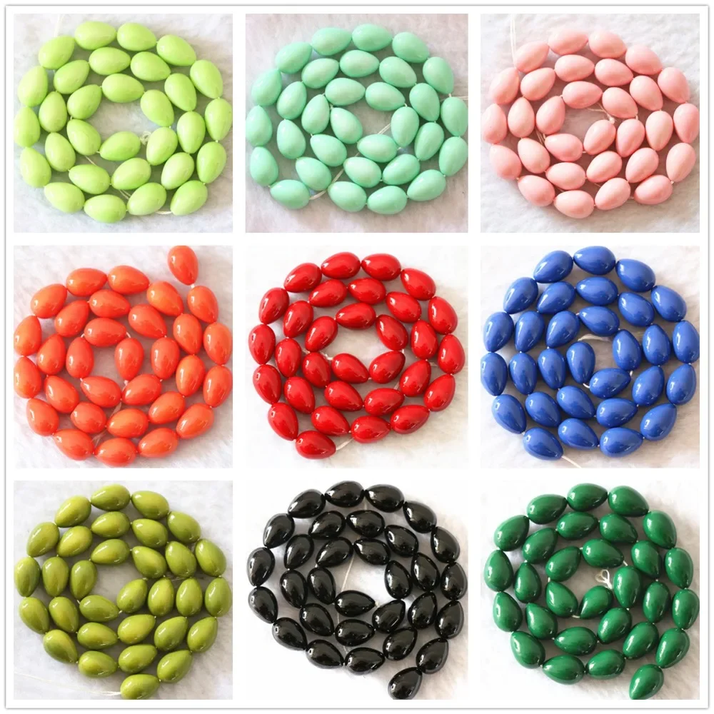 Charms 11 colors multicolor baking paint glass teardrop waterdrop 9x13mm loose beads diy jewelry spacers findings 15inch B1085