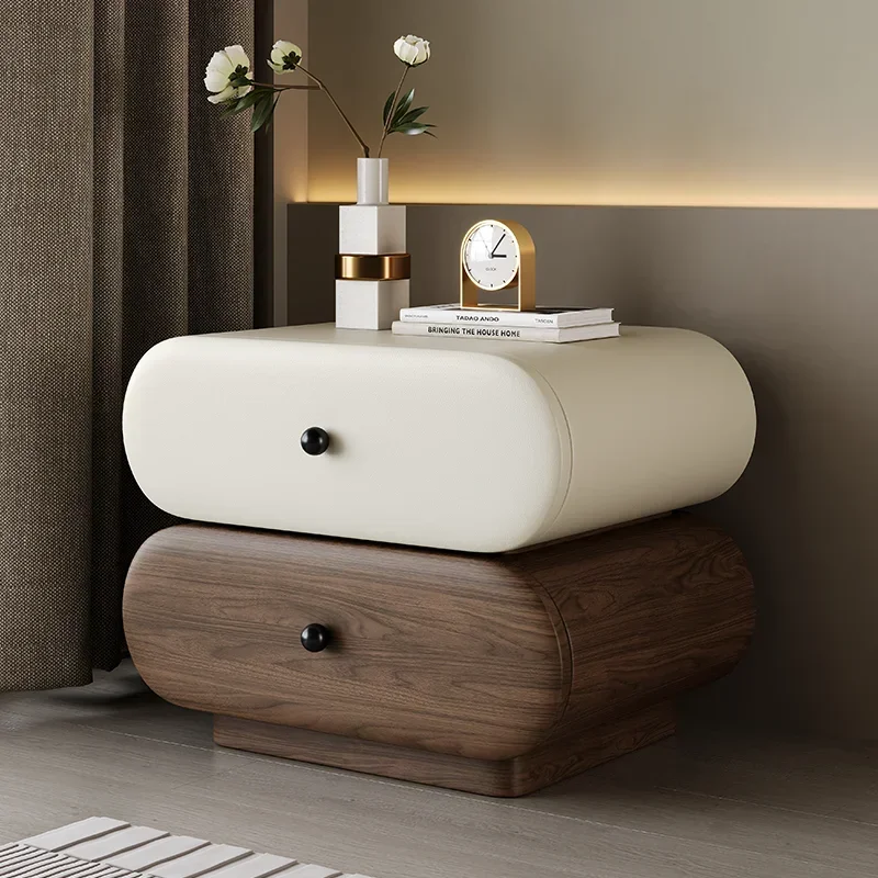 

Nordic Luxury Bedside Table Cute Wood Mini Storage Rattan Mobile Modern Nightstands Mobile Meuble De Rangement Home Furniture