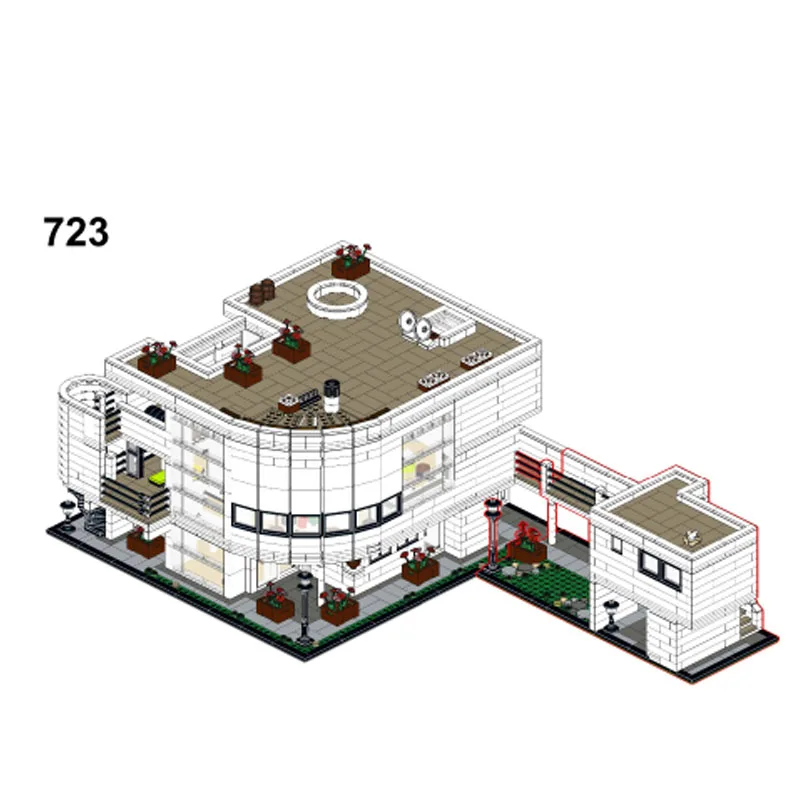 

MOC-94838 City Architectural Street Scene Saltzman House By Richard Meier Block Model5128Parts Boys Children's Birthday Toy Gift