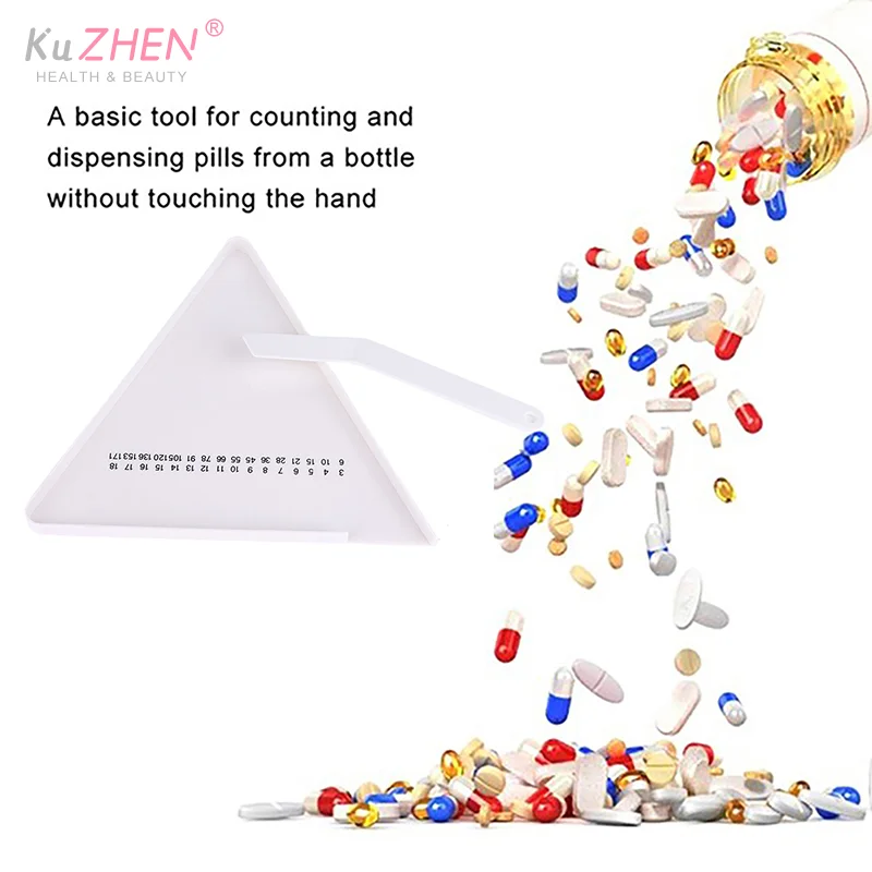 1*Pill Counting Tray Tablet Counter Dispenser Pills Plate Splitter With Spatula Tool For Pharmacy Technician Doctor Pharmacists