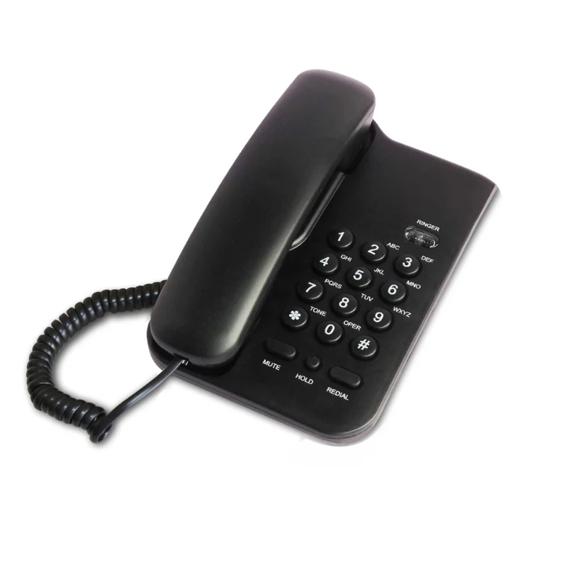 CS1W Corded Telephone Basic Landline Phone for Seniors Analog Home Phone with Hold Redial Corded Small Desk Wall Telephone