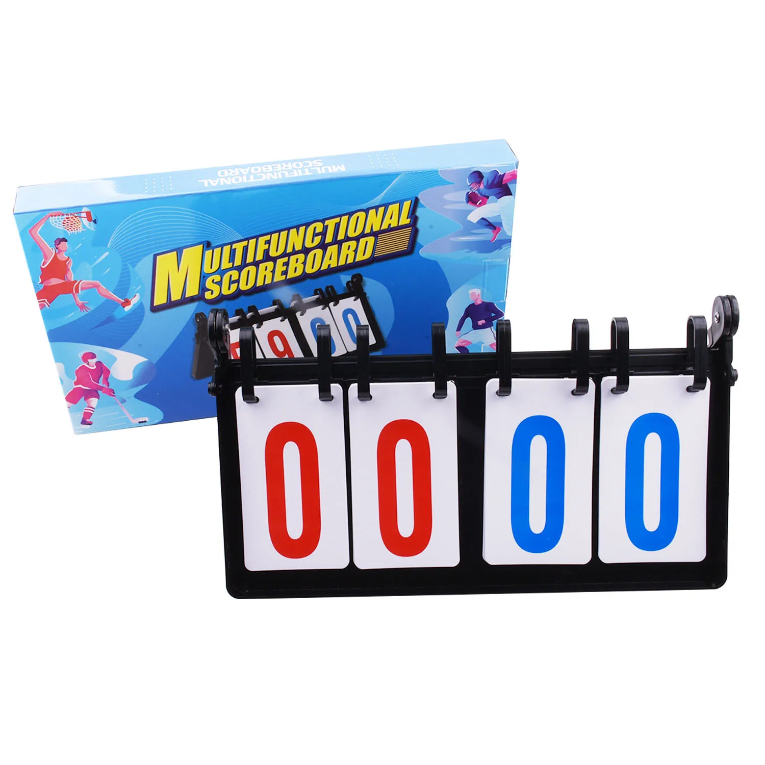 Marcador de cuatro dígitos grueso multifuncional para partidos de fútbol y baloncesto, marcador de aleta específico para árbitro