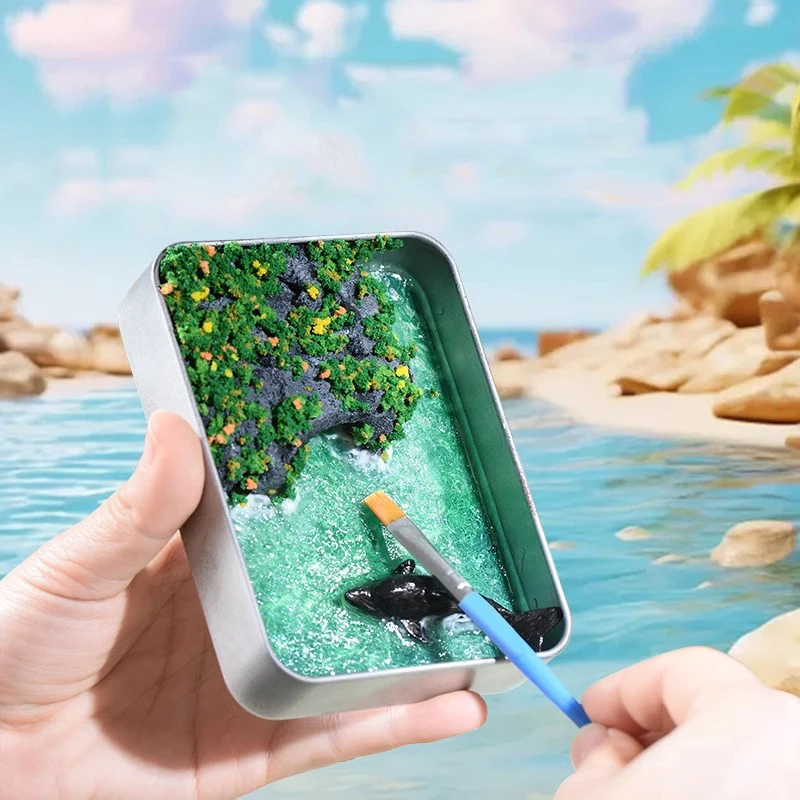 수제 미니어처 디오라마 레진 바다 파도 해변 에폭시 공예품 데스크탑 디스플레이 선반 장식 DIY 키트 홈 오피스 선물