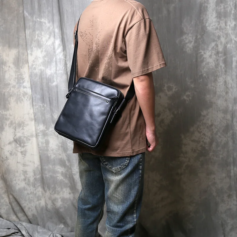 New Men's Shoulder Bag Genuine Leather Crossbody Bag Business Lightweight And Casual Top Layer Cowhide Men's Bag Backpack Simple