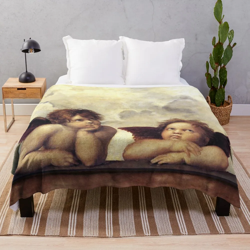 RENAISSANCE ANGELS Winged Cherubs Throw Blanket Bed Bed linens Blankets