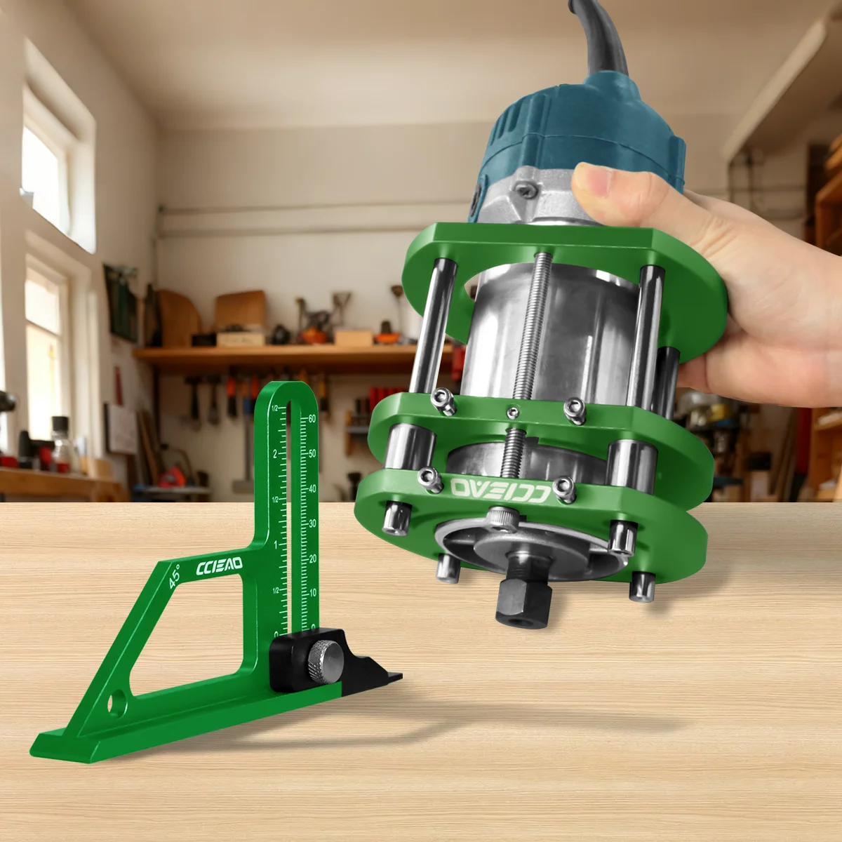 2個入りアルミ合金製ルーターリフトベースとテーブルソーゲージ高さ測定器、ルータードリルプレステーブルソー、トリミングマシン用