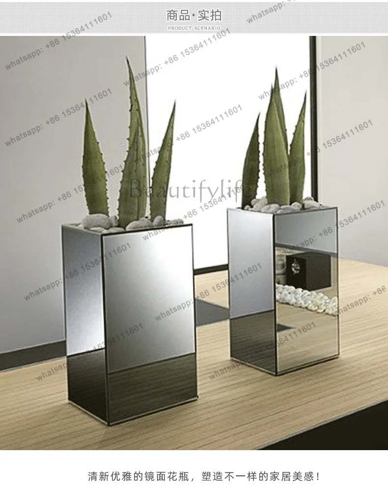 Mirror vase flower pot flower stand decoration glass accessories neoclassical postmodern D1112