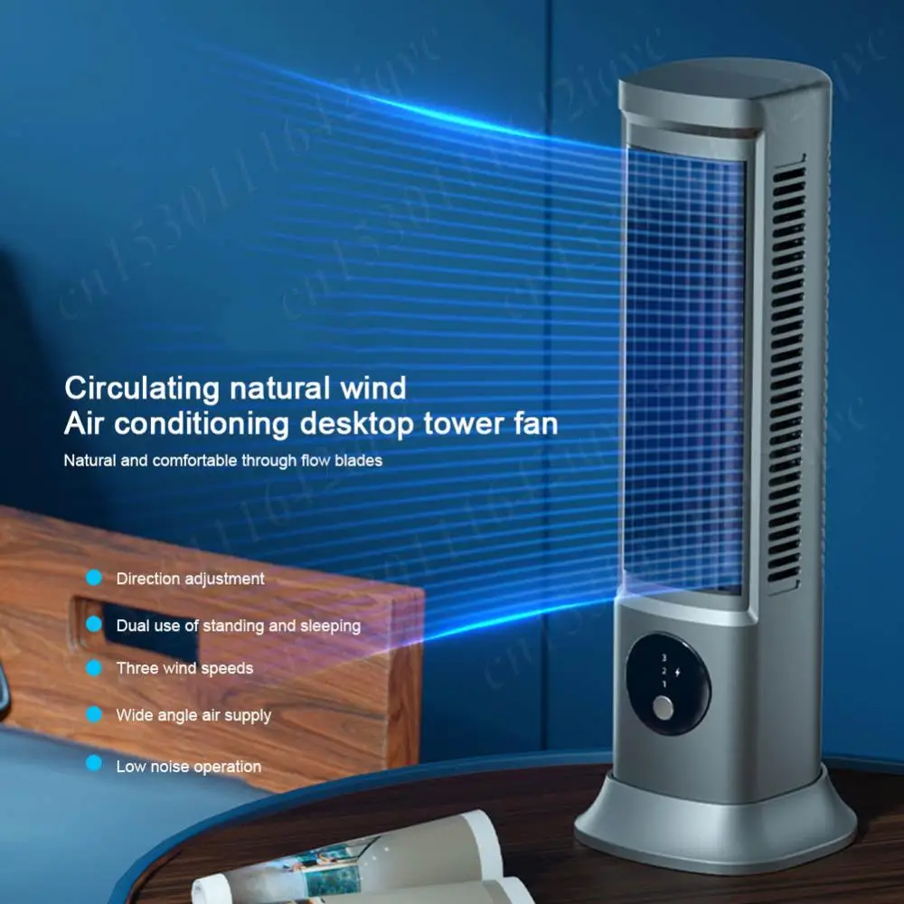 

New Desk Tower Fan Quiet Bladeless Fan USB 3 Speeds Summer Ventilation Fan Air Conditioner Fan Electric Fan Desktop Cooling Fan