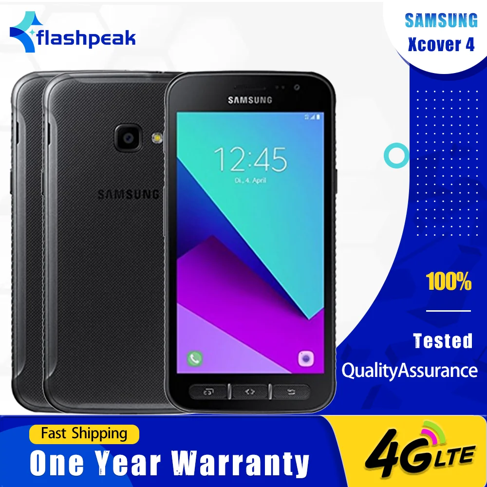 هاتف Samsung Galaxy Xcover 4 G390F 4G الأصلي، 5.0 بوصة HD، 2 جيجابايت رام، 16 جيجابايت ROM، 13 ميجابكسل + 8 ميجابكسل، هاتف أندرويد رباعي النواة Exynos 7570