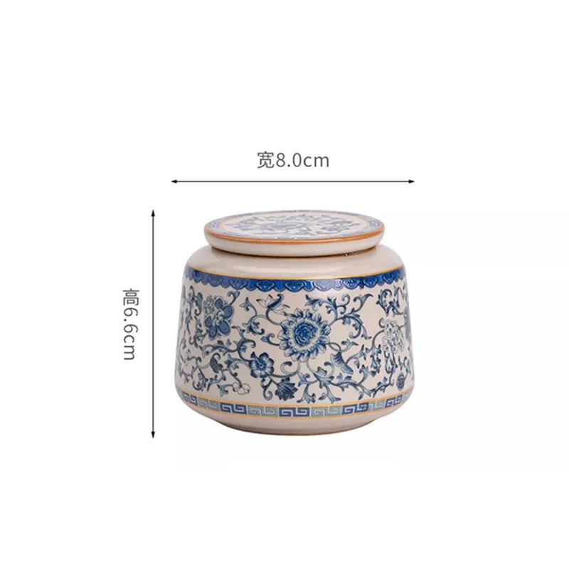Blue and White Porcelain Candy Jar Table Top Jewelry Cosmetic Container Portable Ceramic Tea Jar Food Container Home Decoration