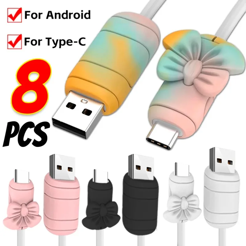 Cartoon Soft Silicone Data Cable Protective Wire Winder Saver for Android Type C Micro USB Phone Charging Cord Protector Cover