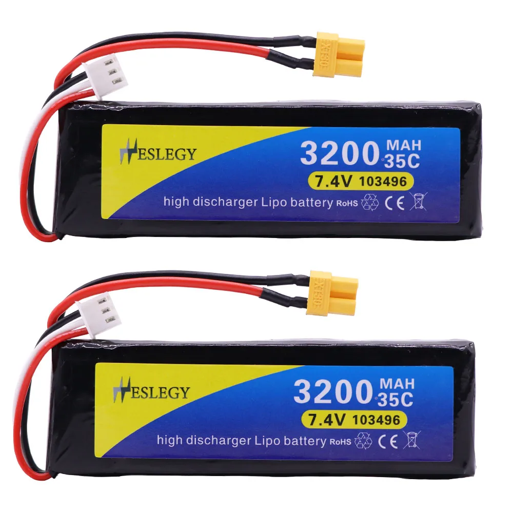 

7.4V 3200mAh 35C Lipo Battery for MJX Bugs 3 B3 RC Quadcopter Spare Parts 7.4 V 2S Rechargeable Battery upgrade 2700mah 2PCS/lot