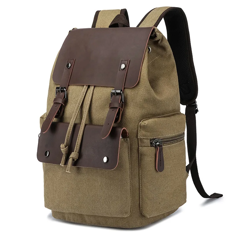 الرياضة في الهواء الطلق قماش ستوكات الجلود الرجال على ظهره رحلة عمل خفيفة الوزن متعددة الوظائف العصرية حقيبة الكمبيوتر #3