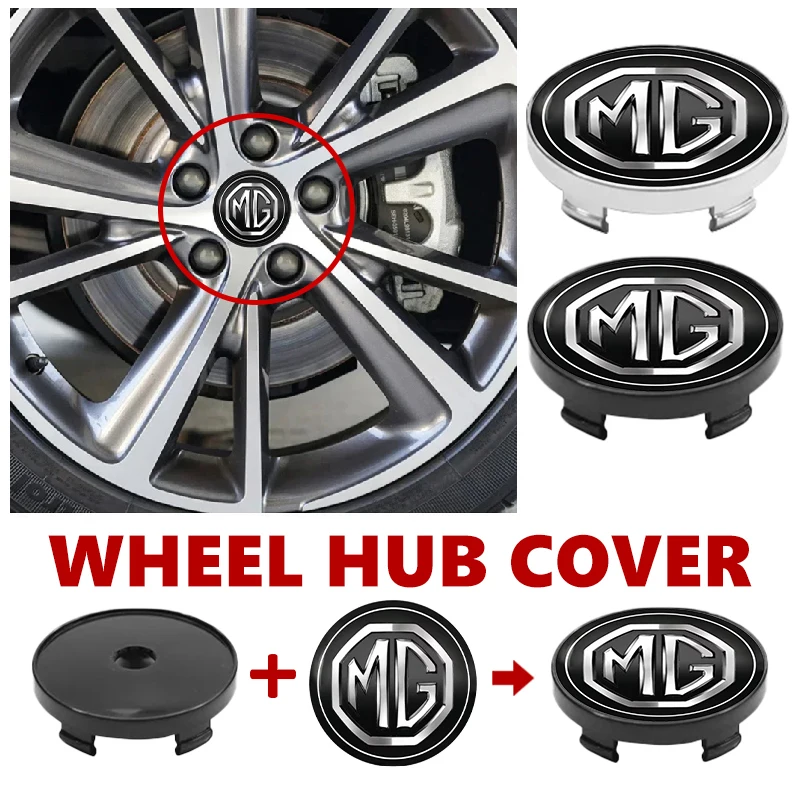 For MG 4pcs 56/60mm Car Wheel Center Hub Cap Rim Cover Stickers Cyberster 3 5 6 7 ZS ES5 ONE HS 4 EV view 2