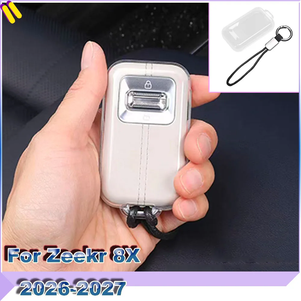 Transparent TPU Car Key Protective Case Shockproof Key Fob Cover Fit For Zeekr 8X 2026-2027 Auto Interior Accessories