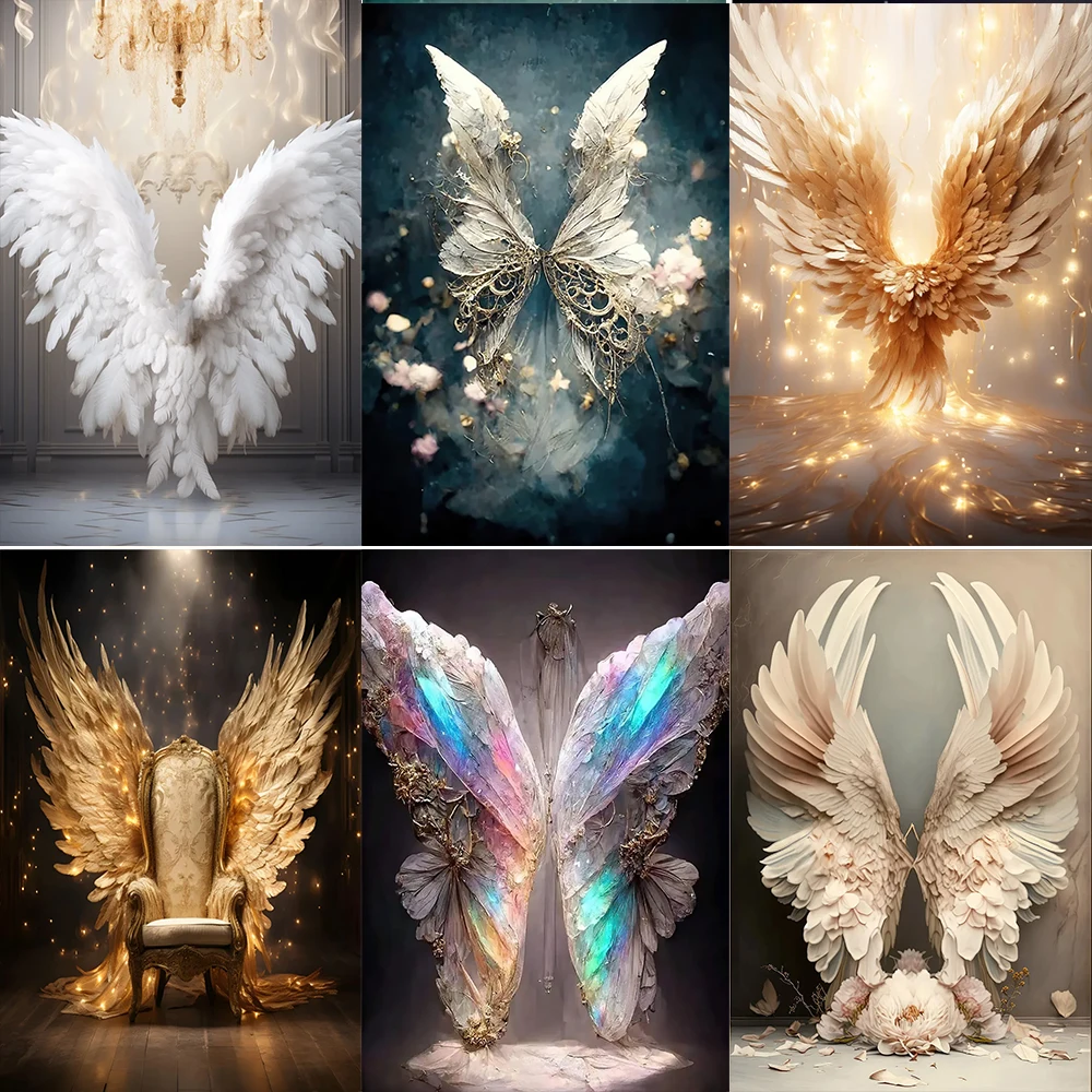 

Angel Wing Theme Newborn Maternity Adult Art Portrai Happy Birthday Party Photography Backdrop Background Banner Decor Wall