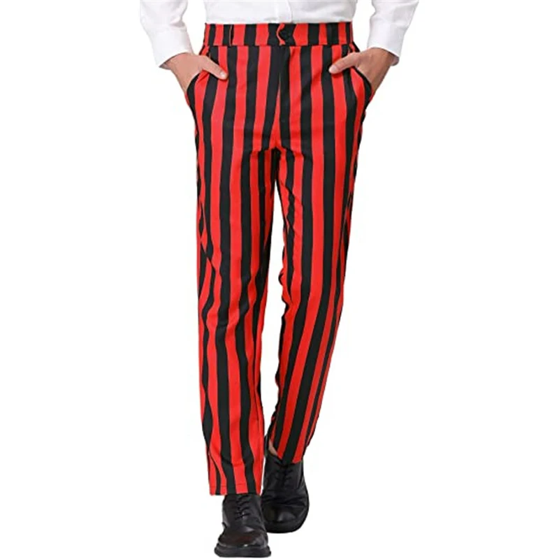 Summer Men\'s Fashion Striped Straight Pants 3D Printed Small Feet Comfortable Business Casual Pants Suit Pants