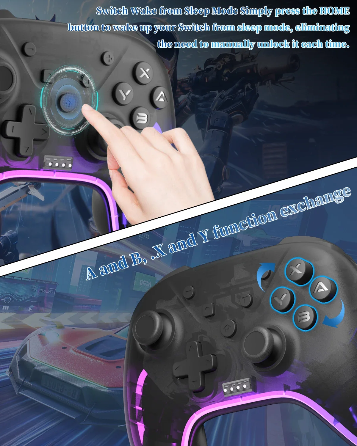 AOLION لجهاز Switch Controller Hall Effect Nintendo Switch iPhone Android Mobiele telphone Windows PC Steam