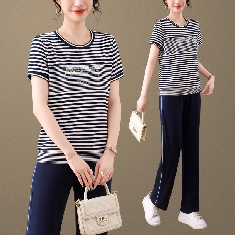 

Летний тонкий спортивный костюм для женщин: модный комплект из двух предметов для повседневной носки и работы, удобный и стильный.