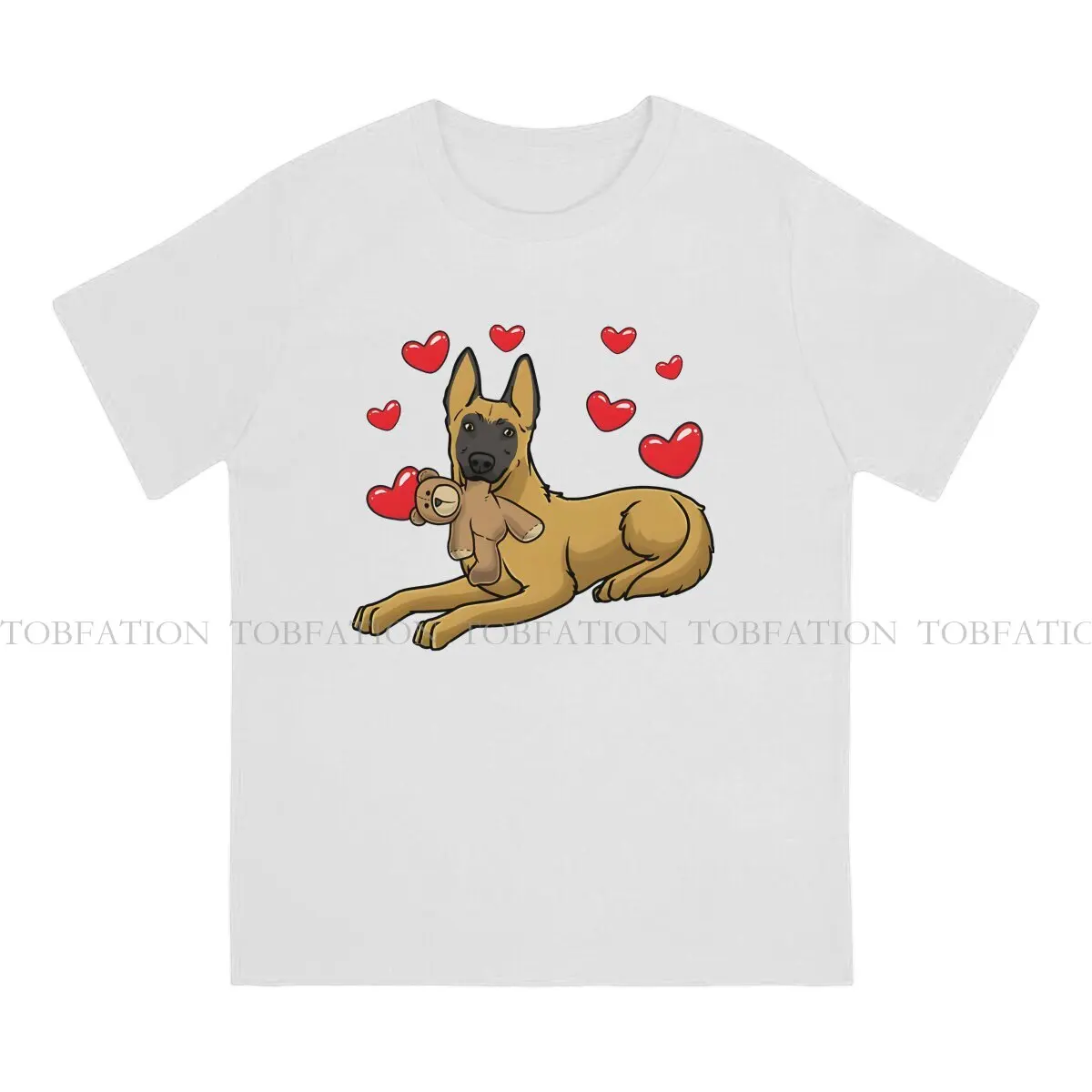 Belgian Malinois Malinois Dog With Stuffed Animal Belgian Tshirt Graphic Men Tops Vintage Summer Clothes 100% Cotton T Shirt