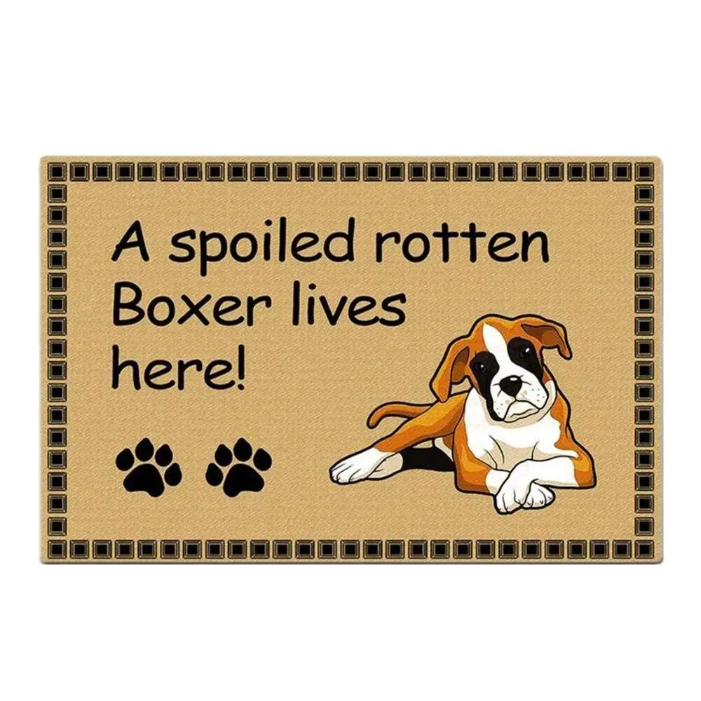 

A Spoiled Rotten Boxer Lives Here! Christmas Decoration Doormat Outdoor Porch Patio Front Floor Holiday Rug Decor Home Door Mat