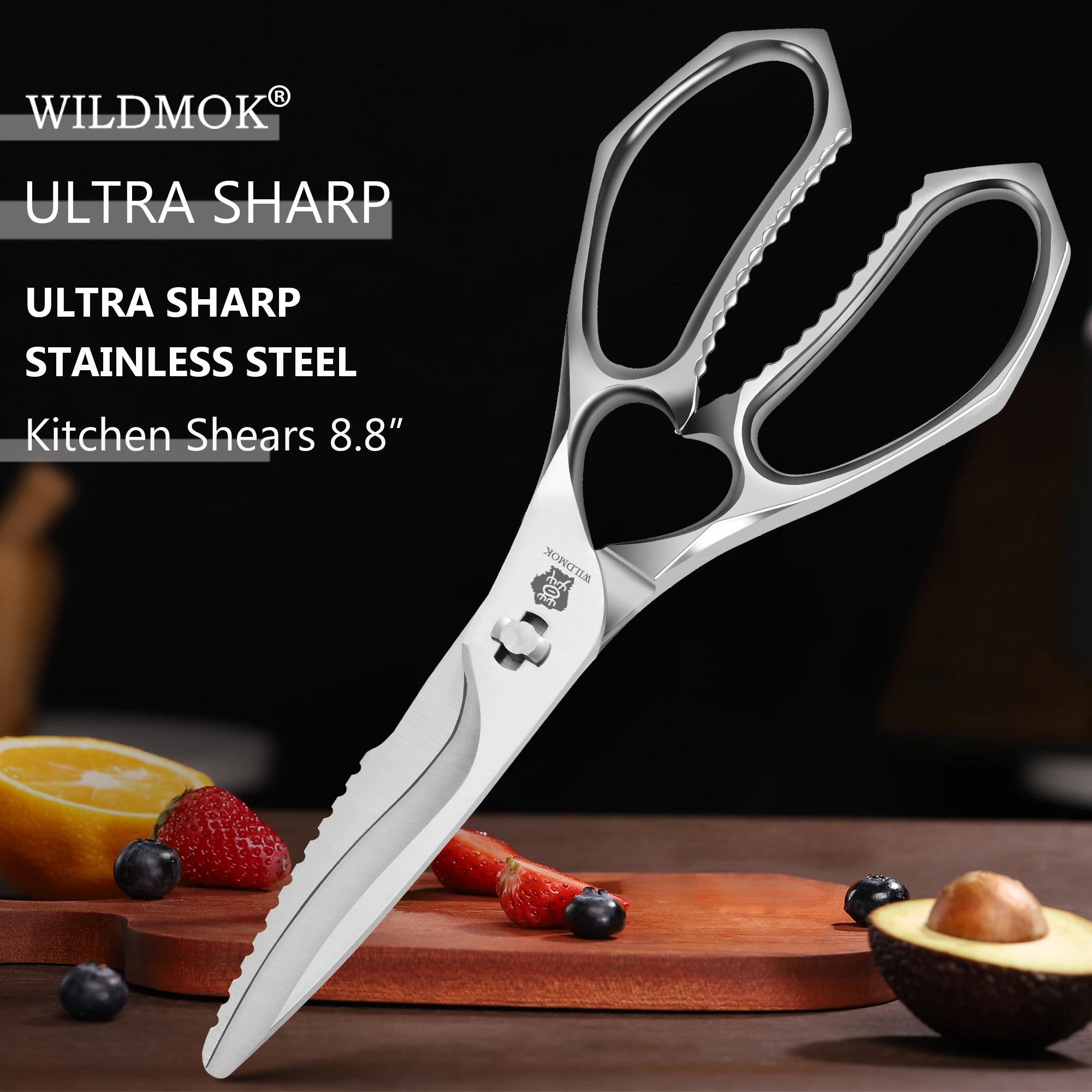 

WILDMOK 5CR15MOV Stainless teel Poultry Shears Meat Fish Vegetables Multifunctional Kitchen Scissors
