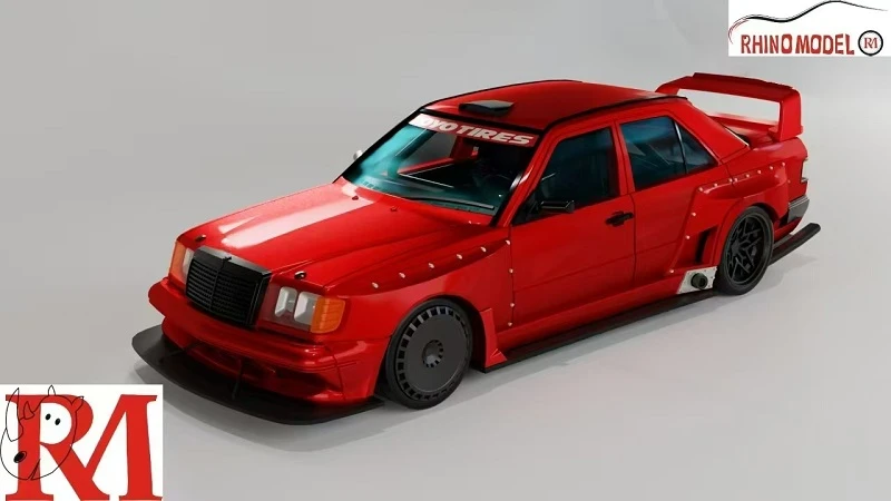 **Pre-order **Rhino Model RM 1:64 MB W124 Silver Red Model Car