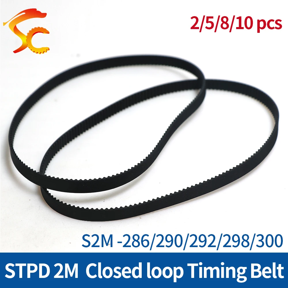 ONEFIRE Rubber Timing Belt S2M 286/290/292/298/300mm Width 6/9/10/15mm STPD 2M Synchronous Closed loop Belt