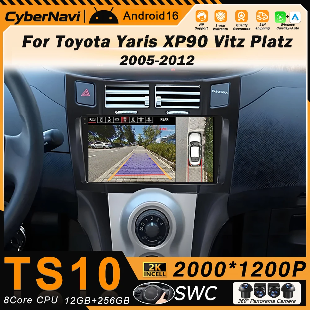 

Android Auto для Toyota Yaris XP90 2005-2012, 2K QLED Android автомагнитола 2Din, мультимедийный видеоплеер, GPS-стереосистема, Carplay, головное устройство