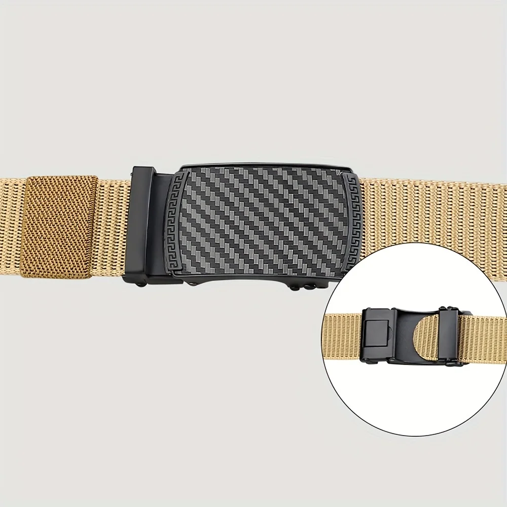 Men's Outdoor Casual and Versatile Breathable Belt Toothless Zinc Alloy Automatic Buckle Imitation Nylon Belt Tactical hunting