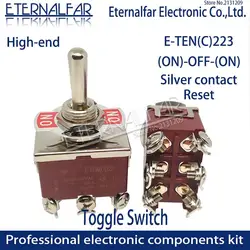 High-end-E-TEN223 Qualität Silber Kontaktieren DPST 12MM 16A 250V AC (AUF)-OFF-(ON) 6 Pin Reset Rocker Toggle Rutsche Schalter Wasserdicht