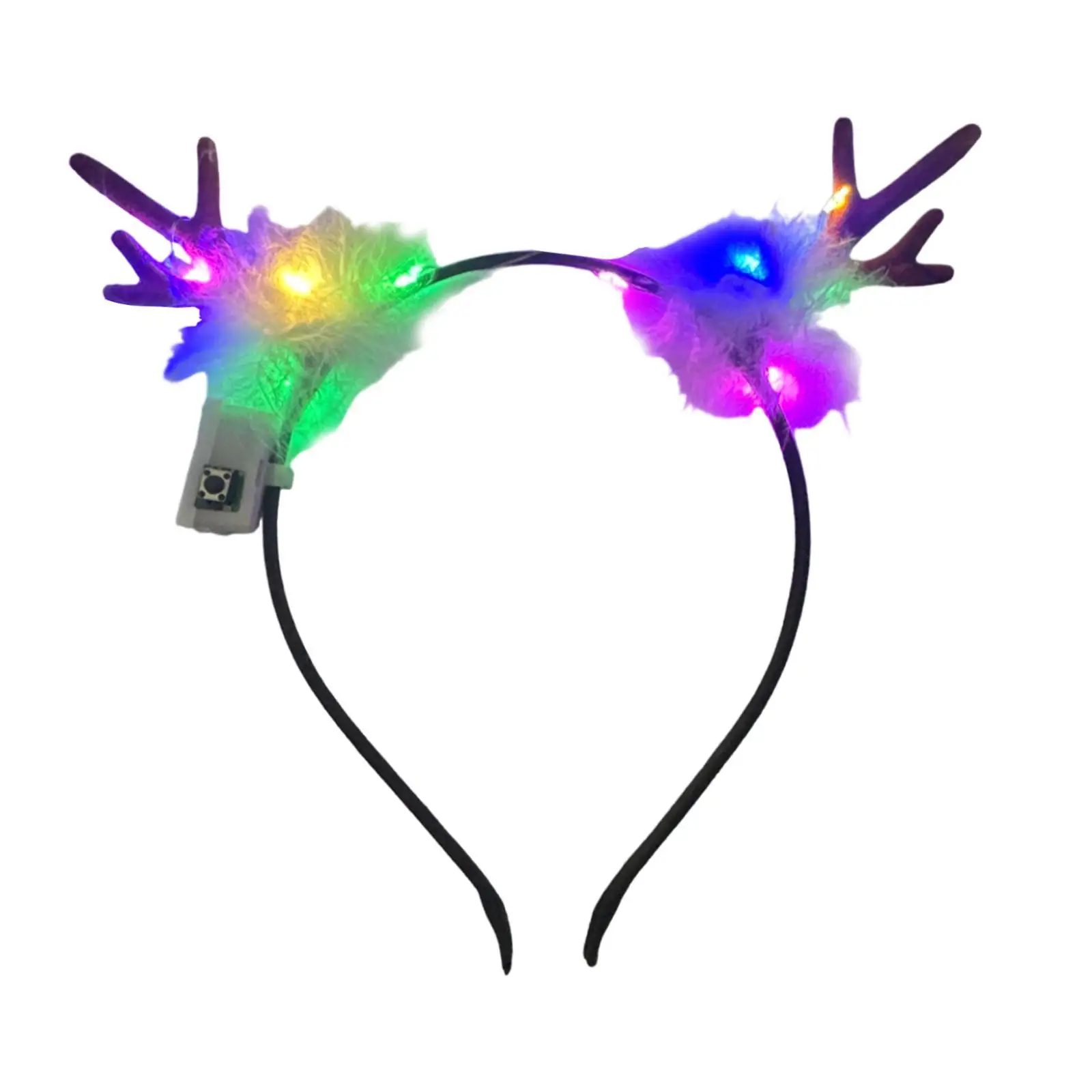 

Light up Antlers with Feather Headband Cute for Cosplay Carnivals Photo Prop