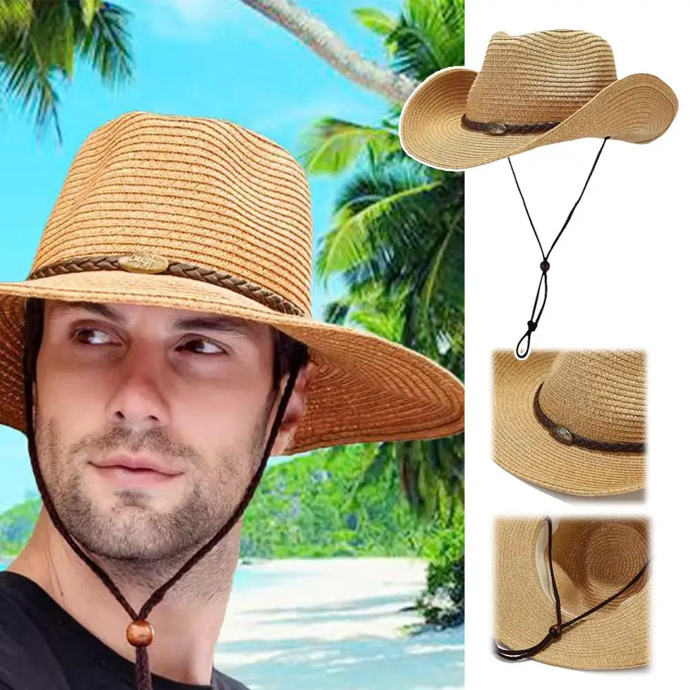 

Summer Foldable Men's Sun Hat Big Head Circumference Hat Fishing Beach Straw Cap Outdoor L9S2