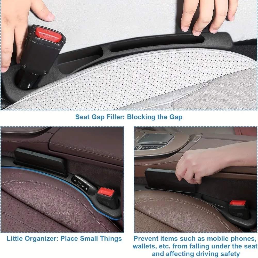 2Pcs Car Seat Gap Filler Organizer, PU Waterproof Seat Gap Plug Strip with 2 Grooves Design, For Auto Interior Gap Storage - view 2
