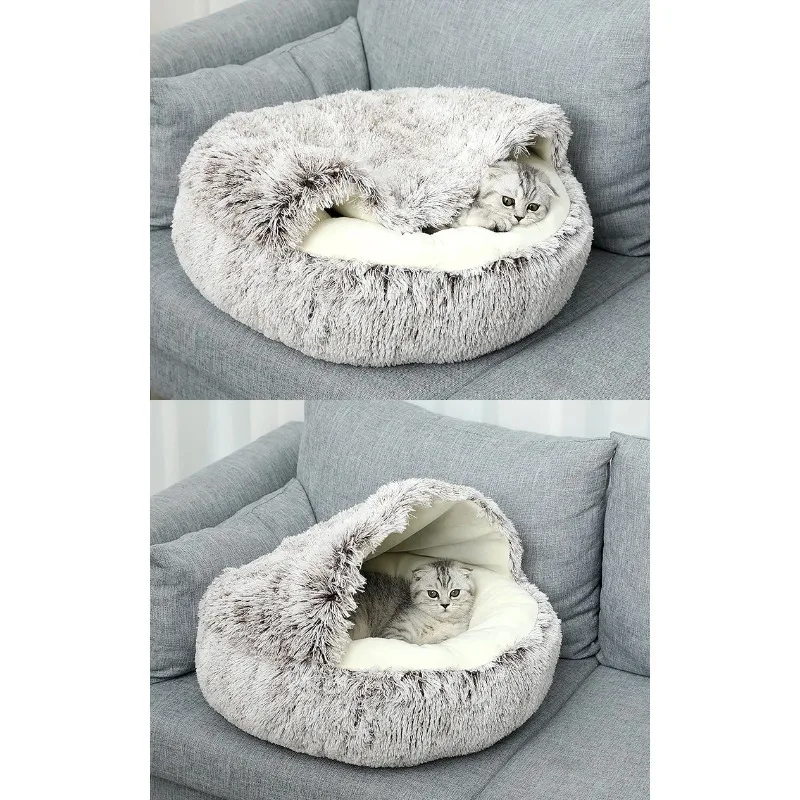 Cat Litter Winter Warm Shell Semi-enclosed Pet Cat Bed Semi-enclosed Kennel Dog Bed Closed Cat Litter Pet Supplies Cat Villa