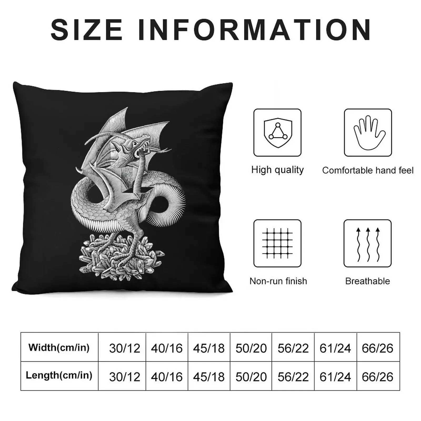 M.C. Escher Shirt - Dragon - 1952 Gift Halloween Day, Thanksgiving, Christmas Day Throw Pillow Pillowcases pillow