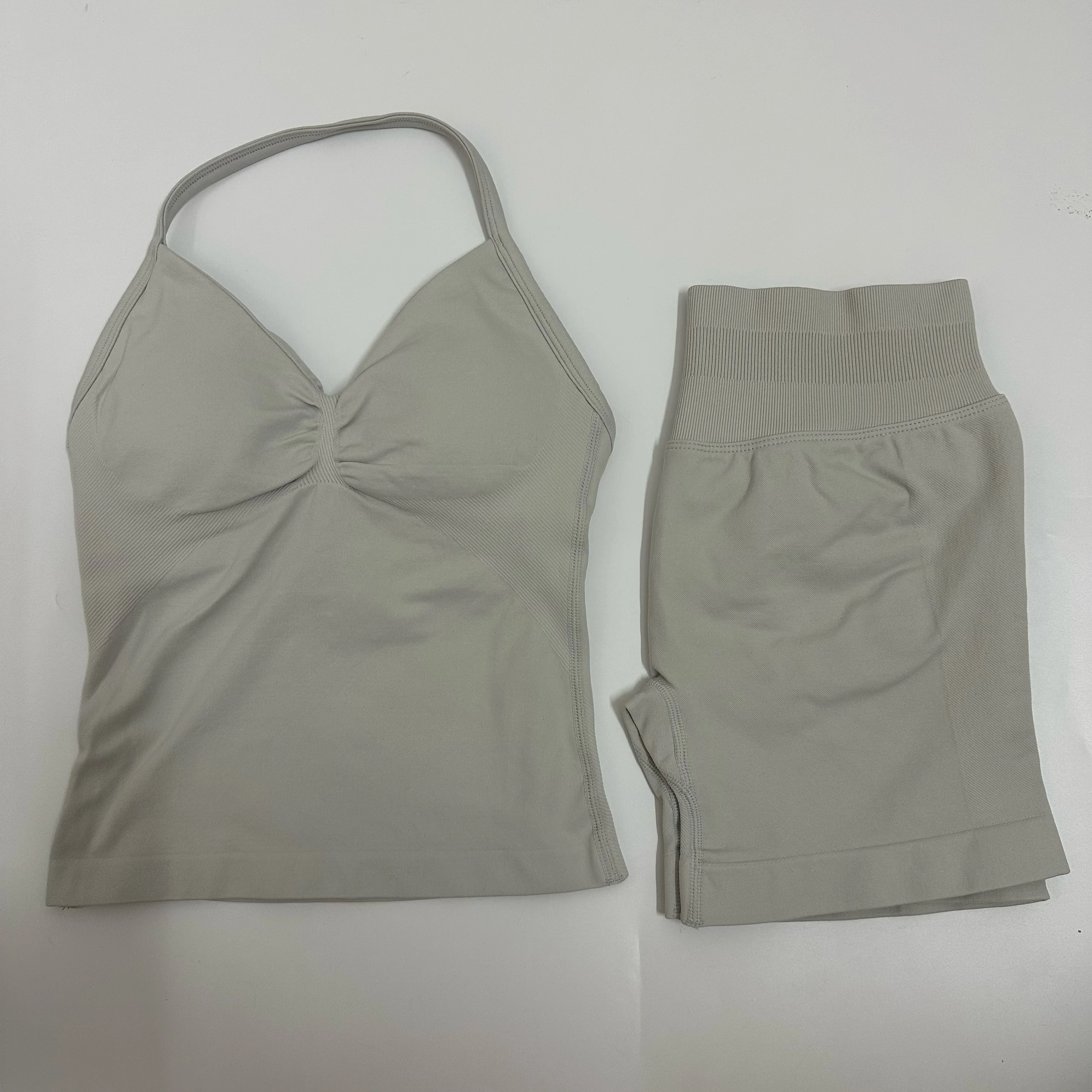 Yoga Set Dames Gevoerde Halter Top & Scrunch Butt Lifting Gym Shorts Set Zomer Sportkleding Trainingskleding